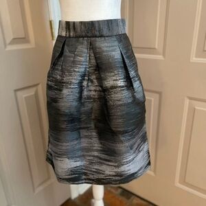 Simply Styled by Sears silver/gray jacquard pleated polyester midi skirt  Size S